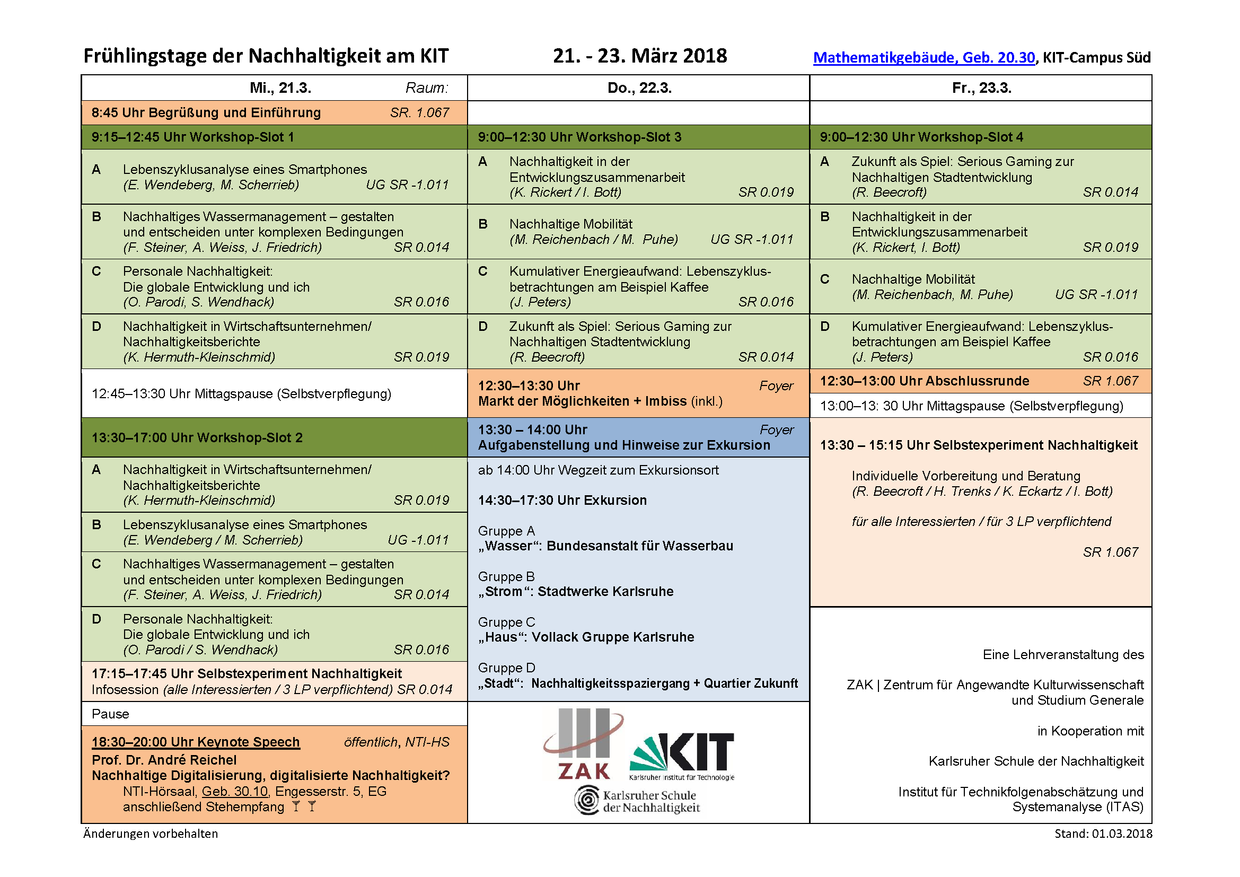 Programm Frühlingstage 2018